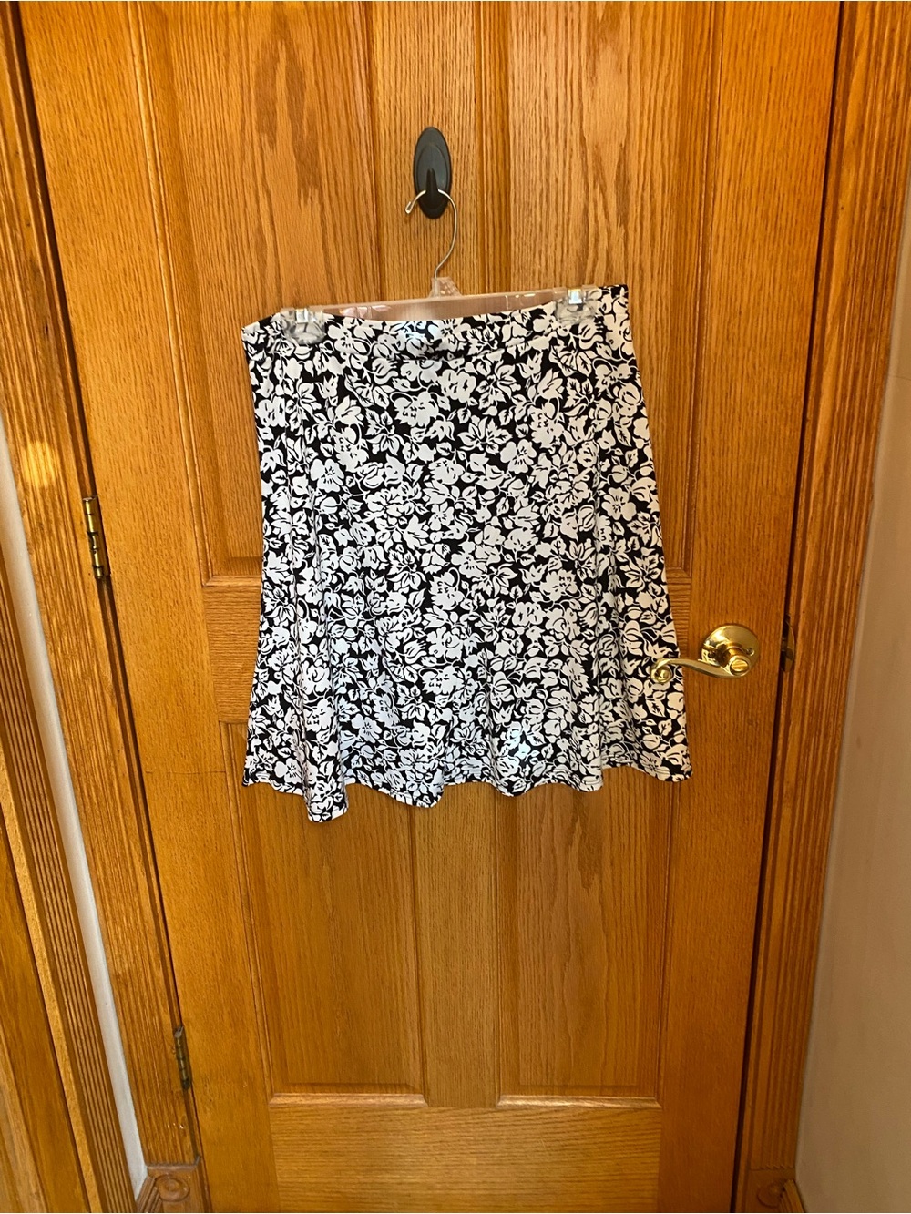 Black and White Floral A-Line Women’s Skirt